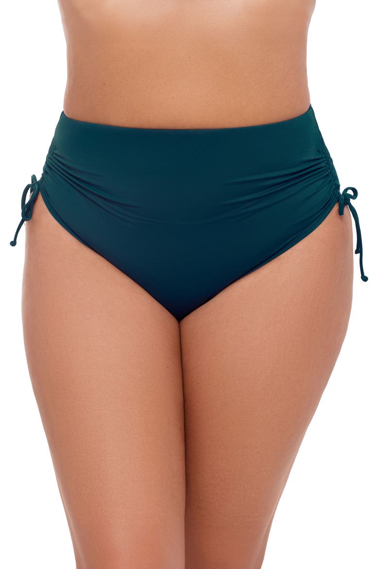 Smoothing and Sculpting Cinch Adjustable High-Waist Bikini Swimsuit Bottoms, Main, color, Dusk Blue