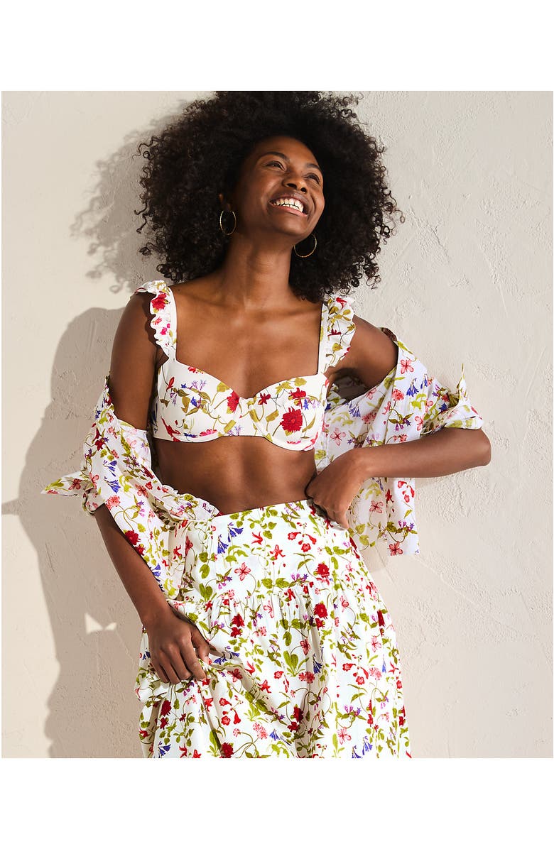 Lands
End Balconnette Underwire Bikini Top, Alternate, color, White Multi Garden Floral