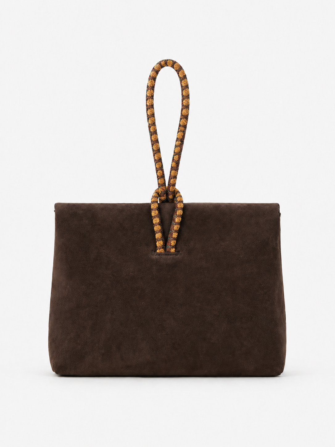 Marissa Suede Leather Top Handle Handbag with Suzani Knot Handle, Alternate, color, Brown