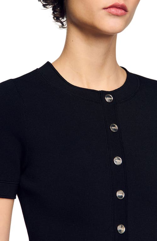 Sandro Mini Knit Dress With Ruffle In Black