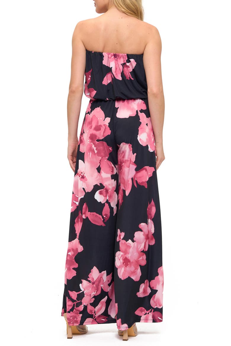 Printed Strapless Wide Leg Jumpsuit, Alternate, color, NAVY
