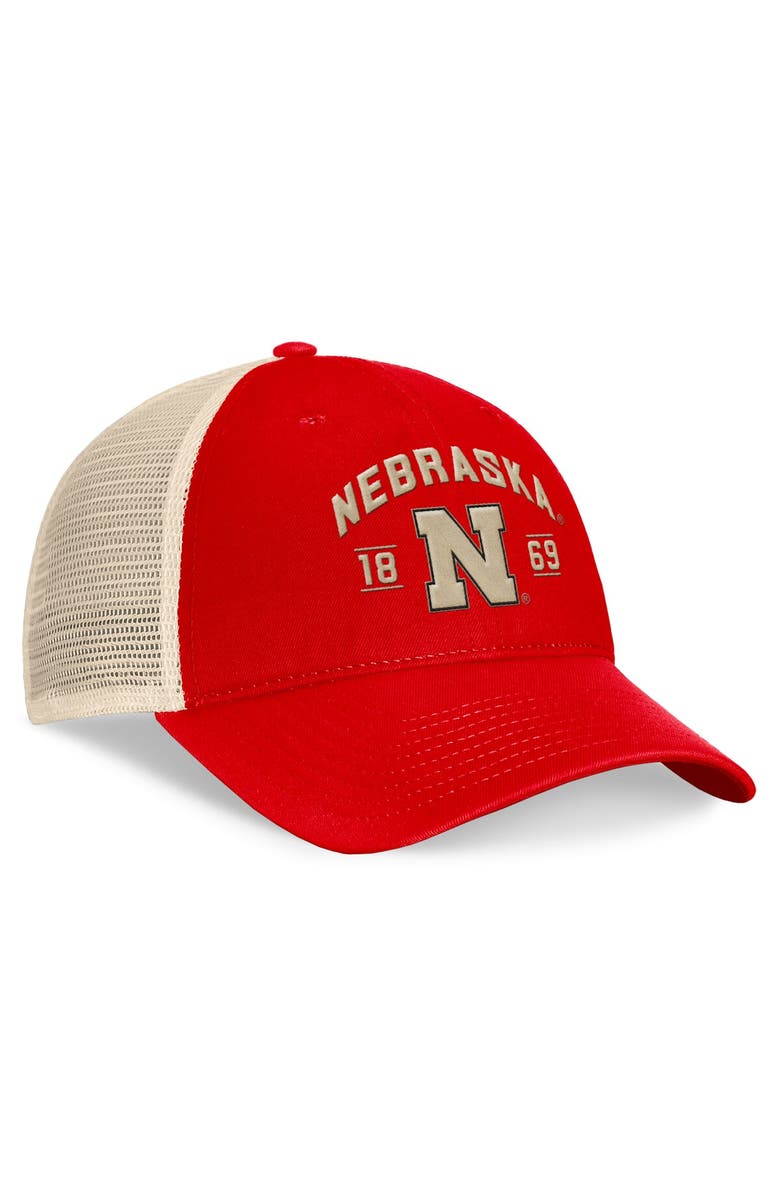 TOP OF THE WORLD Men's Top of the World Scarlet Nebraska Huskers Heritage Waylon Trucker Adjustable Hat, Alternate, color, 