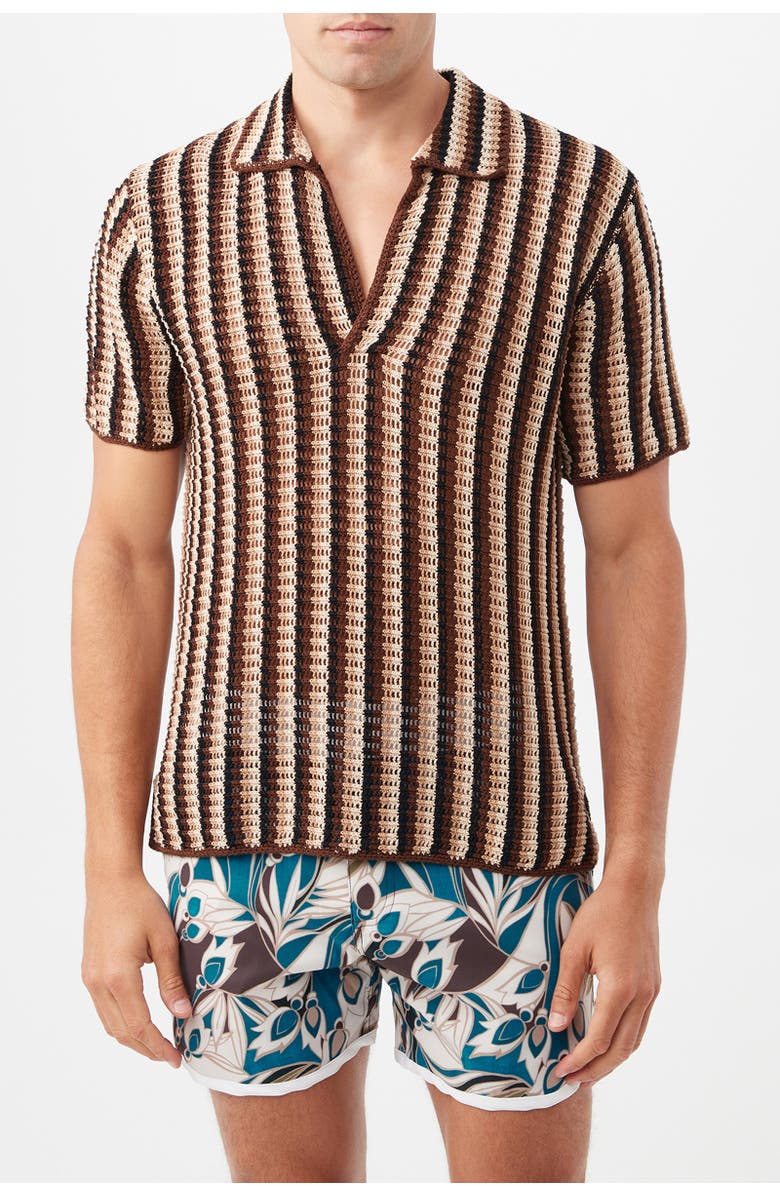 MR TURK Triston Striped Knit Polo, Main, color, Black Multi
