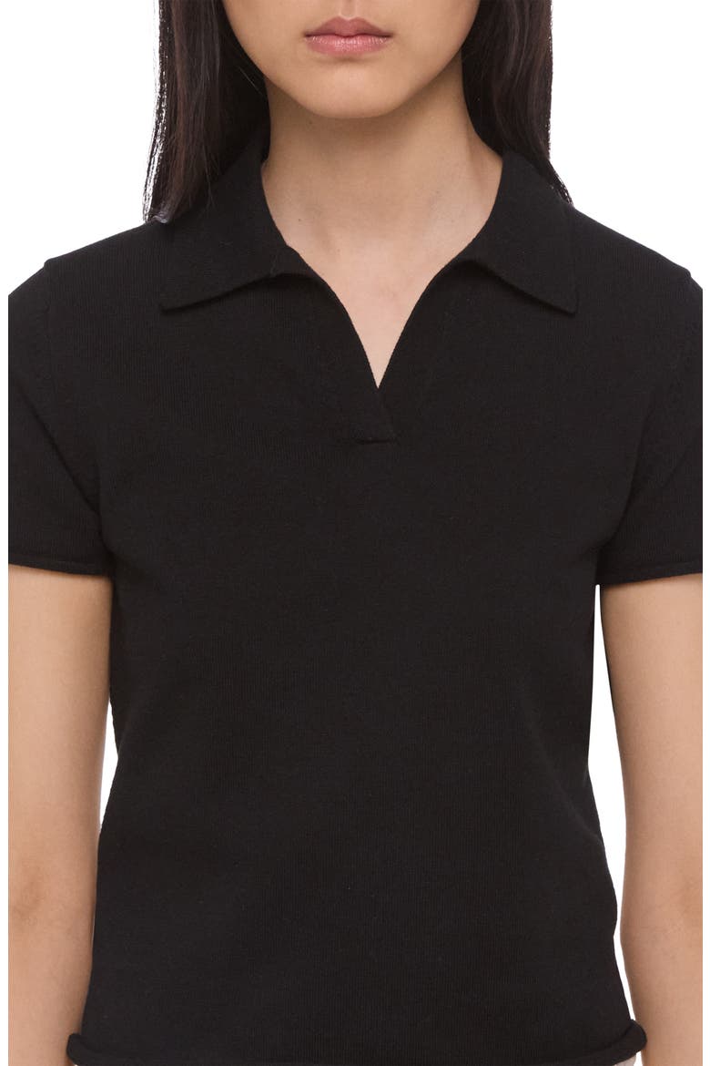 Shrunken Knit Polo, Alternate, color, BLACK