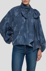L'AGENCE Rhett Floral Print Blouson Sleeve Shirt