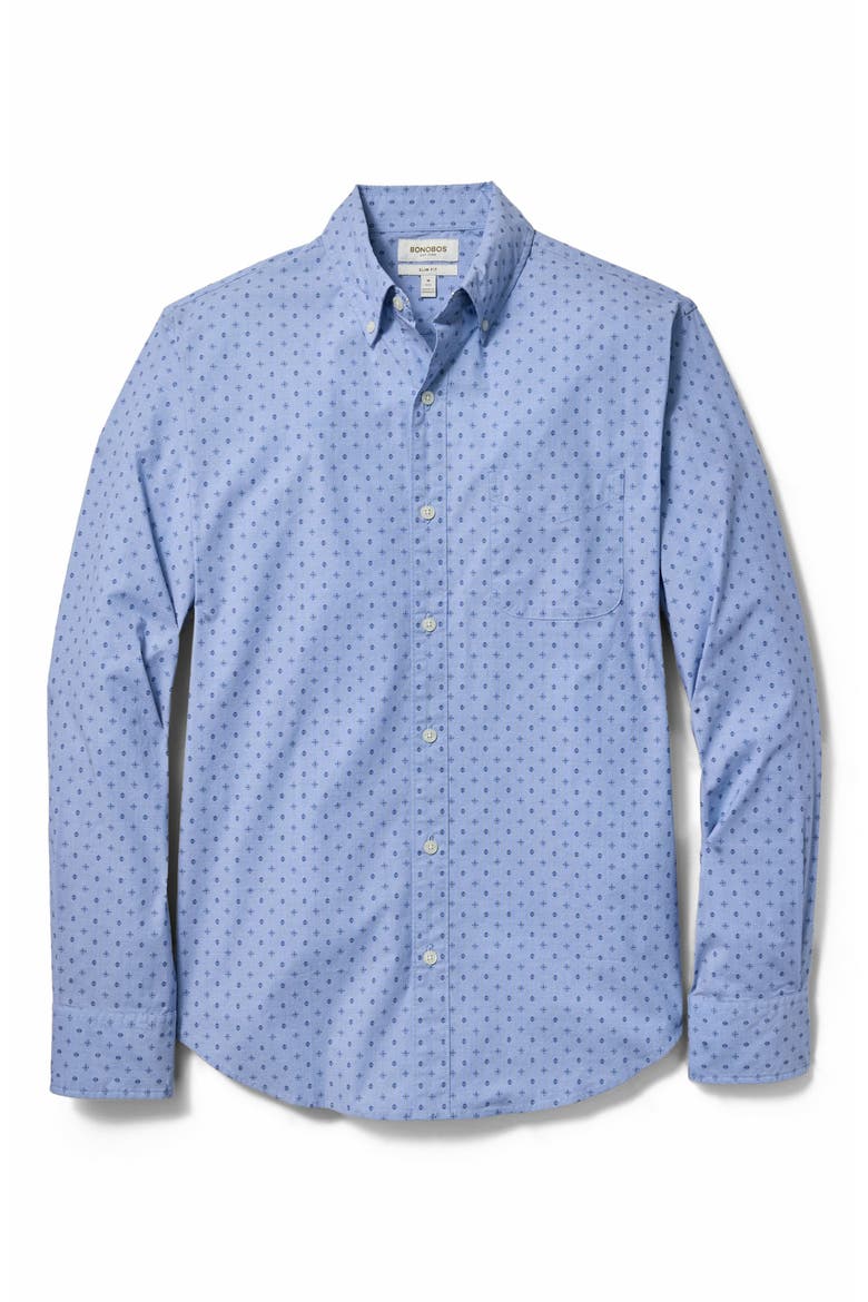 Everyday Geometric Stretch Cotton Shirt, Alternate, color, BLUE IKARIA GEO