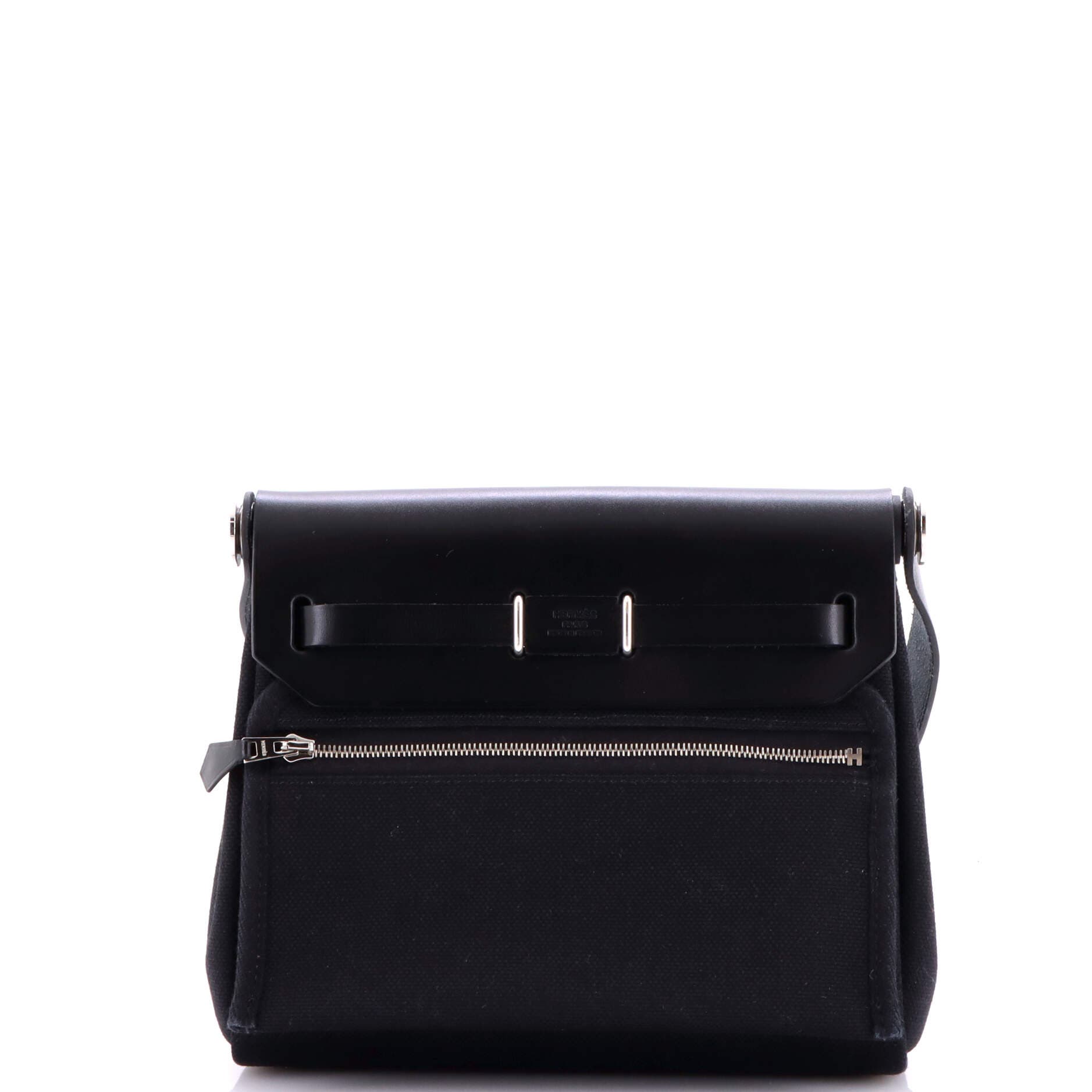 Pre-Owned Hermes Herbag Zip Toile and Leather 20, Alternate, color, Noir