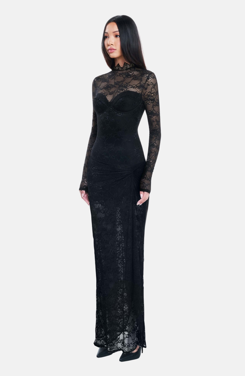 OW Collection ADELLE Maxi Dress, Alternate, color, Black Lace