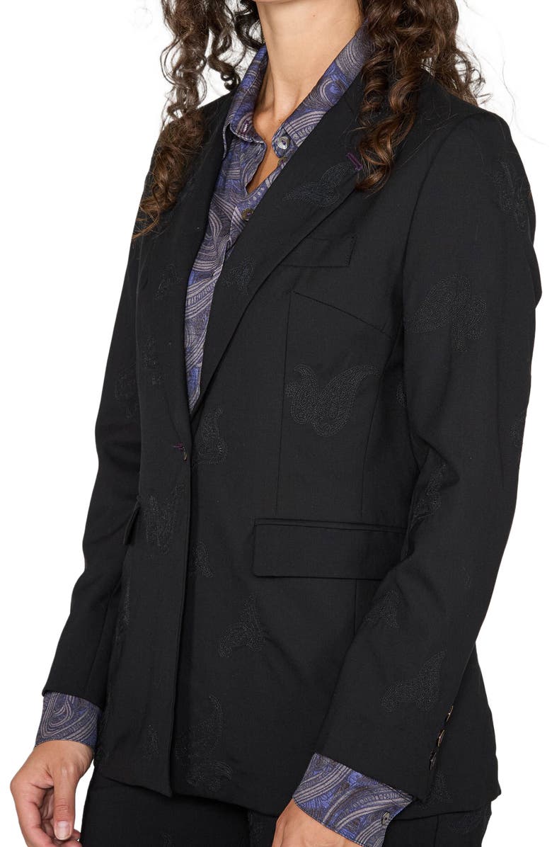 Lords of Harlech Julia Stretch Wool Tailored Blazer, Alternate, color, Black