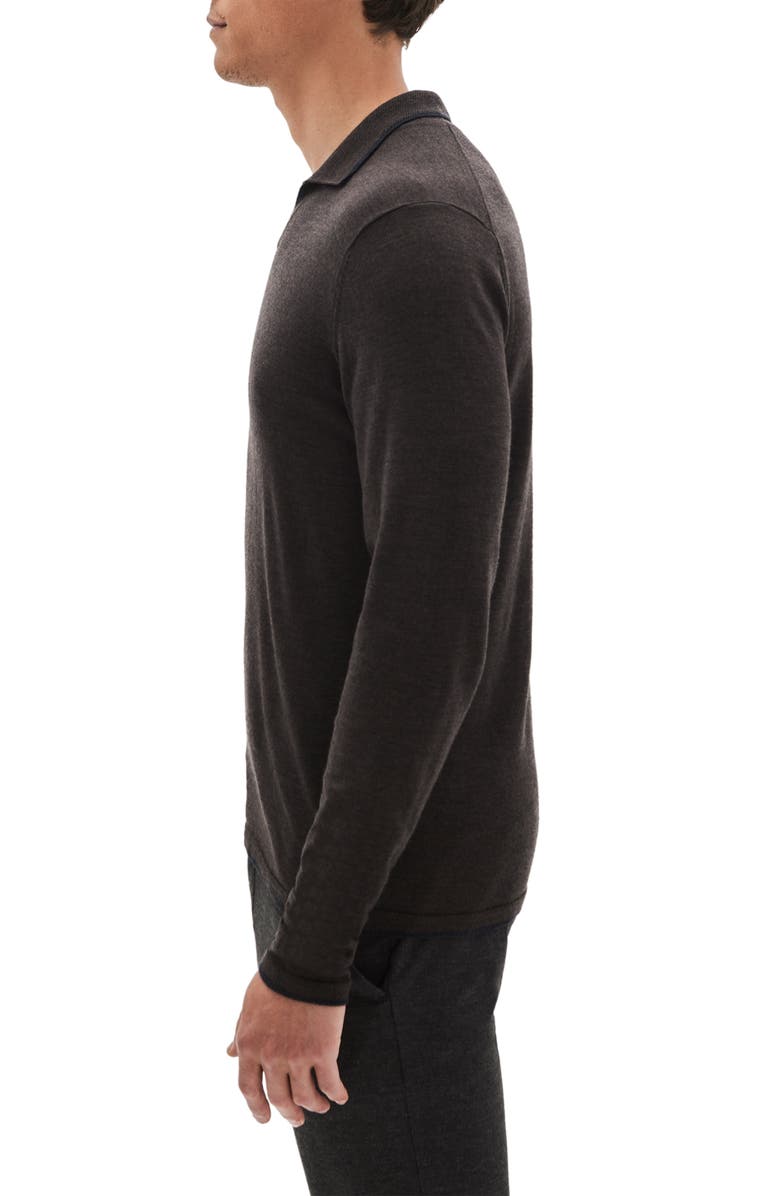Robert Barakett Hollow Wood Johnny Collar Wool Polo Sweater, Alternate, color, Brown