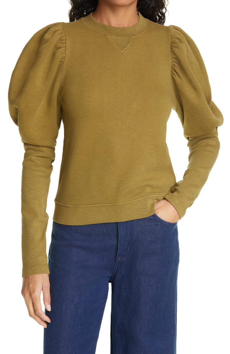 Ulla Johnson Philo Puff Bishop Sleeve Sweatshirt, Main, color, 