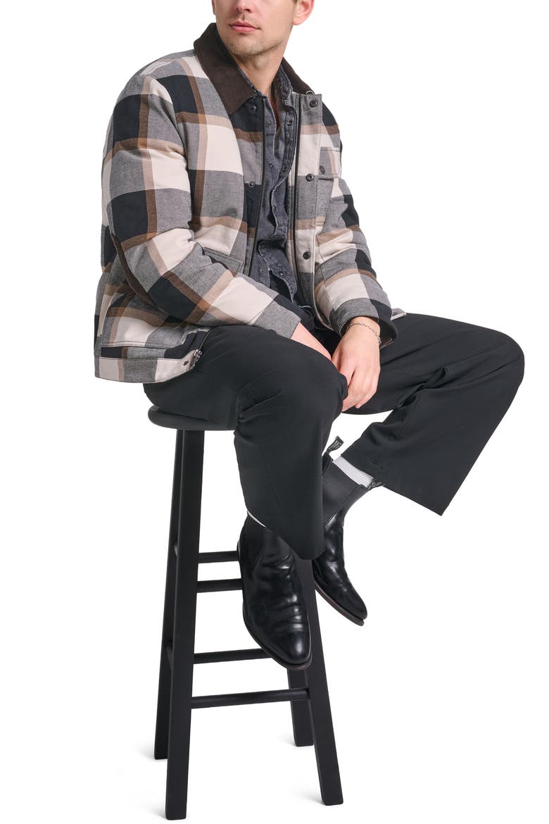Quilted Work Jacket, Alternate, color, BLACK/ CARAMEL