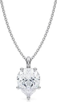 ALLUREZ Pear Solitaire Lab Diamond Pendant Necklace 14K 2.50ct