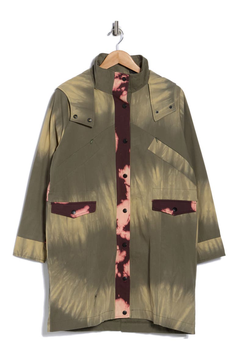 Mixed Print Longline Jacket, Alternate, color, GREEN