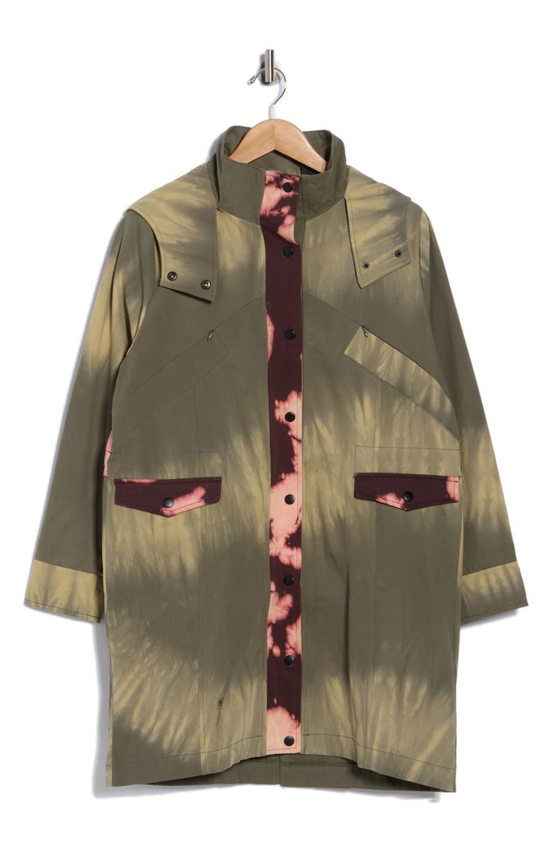 Desigual Mixed Print Longline Jacket, Alternate, color, Green