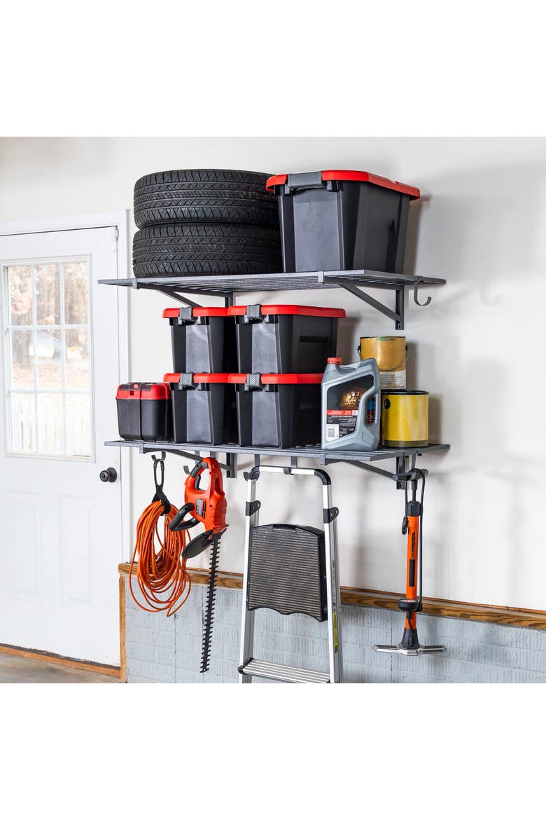 2' x 4' Bristol Garage Wall Mount Shelves | 2 Pack | Hammered Gray, Main, color, Grey
