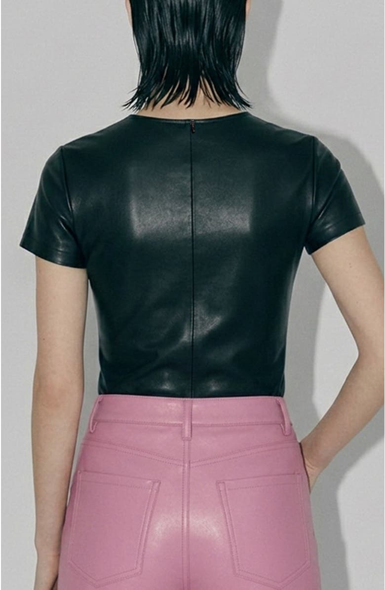 AS by DF Brando Stretch Leather Tee, Alternate, color, Black