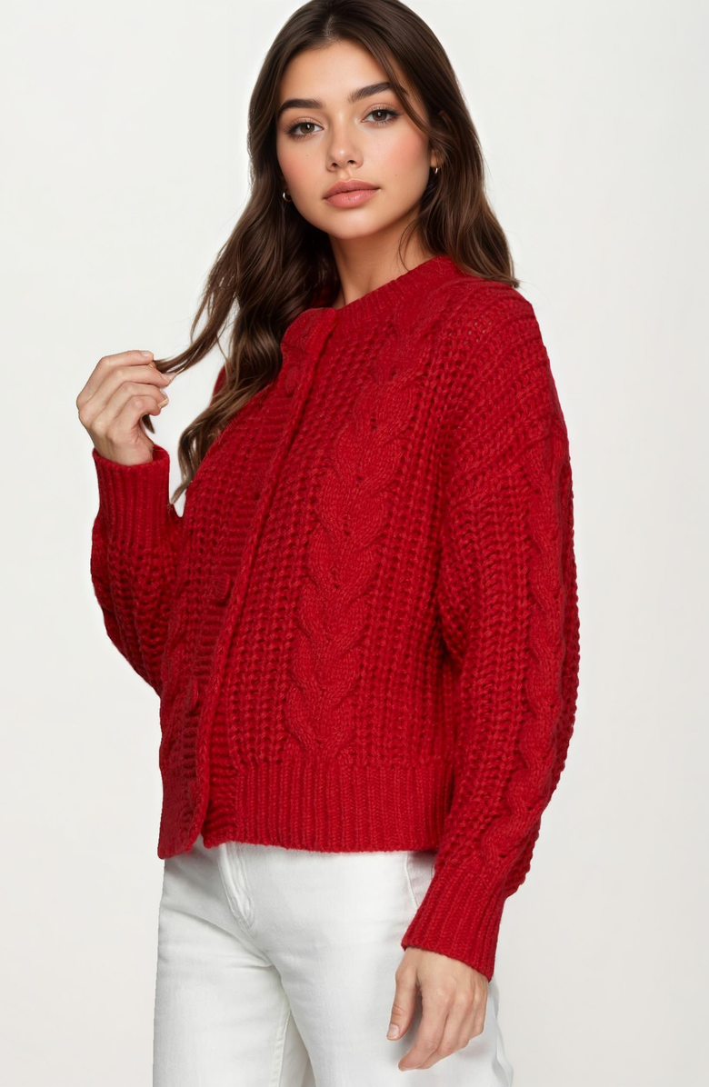 Knit and Lounge Chunky Cable Knit Cardigan, Alternate, color,