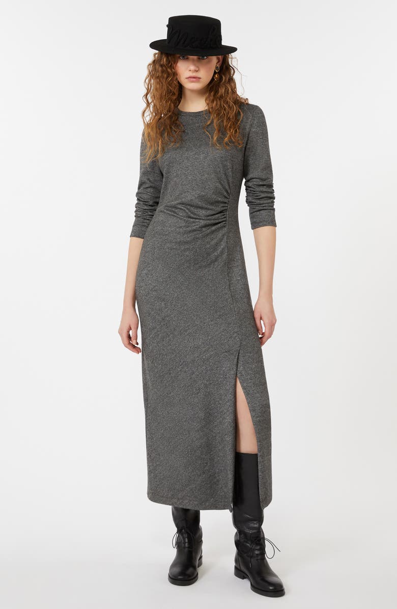 Weekend Max Mara Decano Ruched Long Sleeve Maxi Dress, Alternate, color, Dark Grey