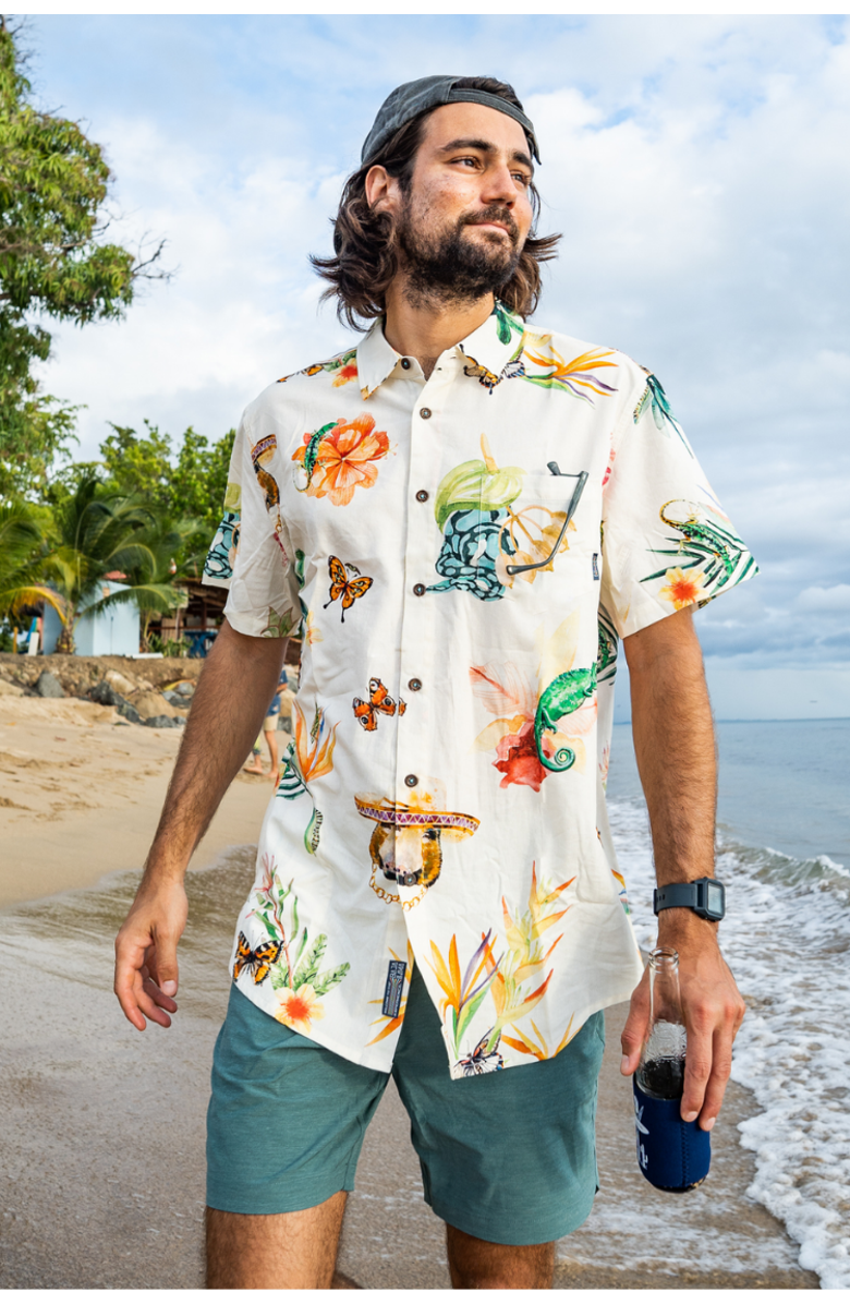 Baja Llama Land Before Floral - 7-Seas Button Up, Alternate, color, Multi