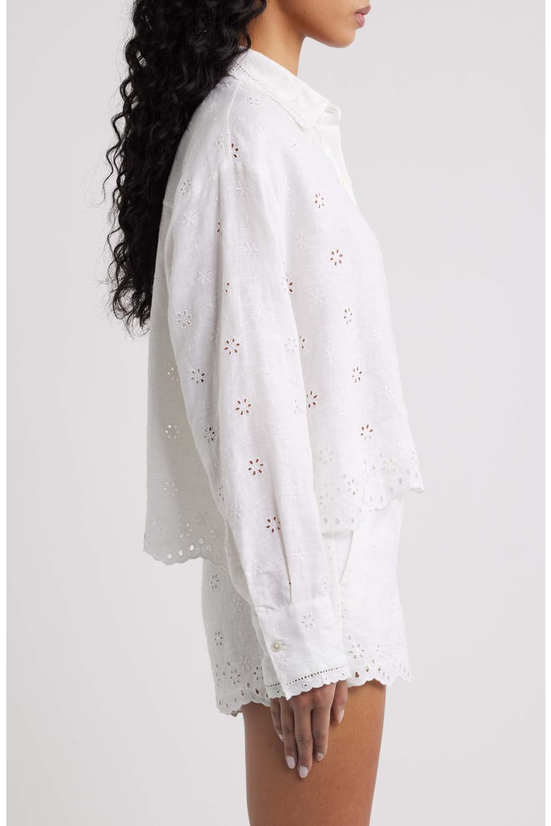 Delano Eyelet Linen Shirt, Alternate, color, OPTIC WHITE