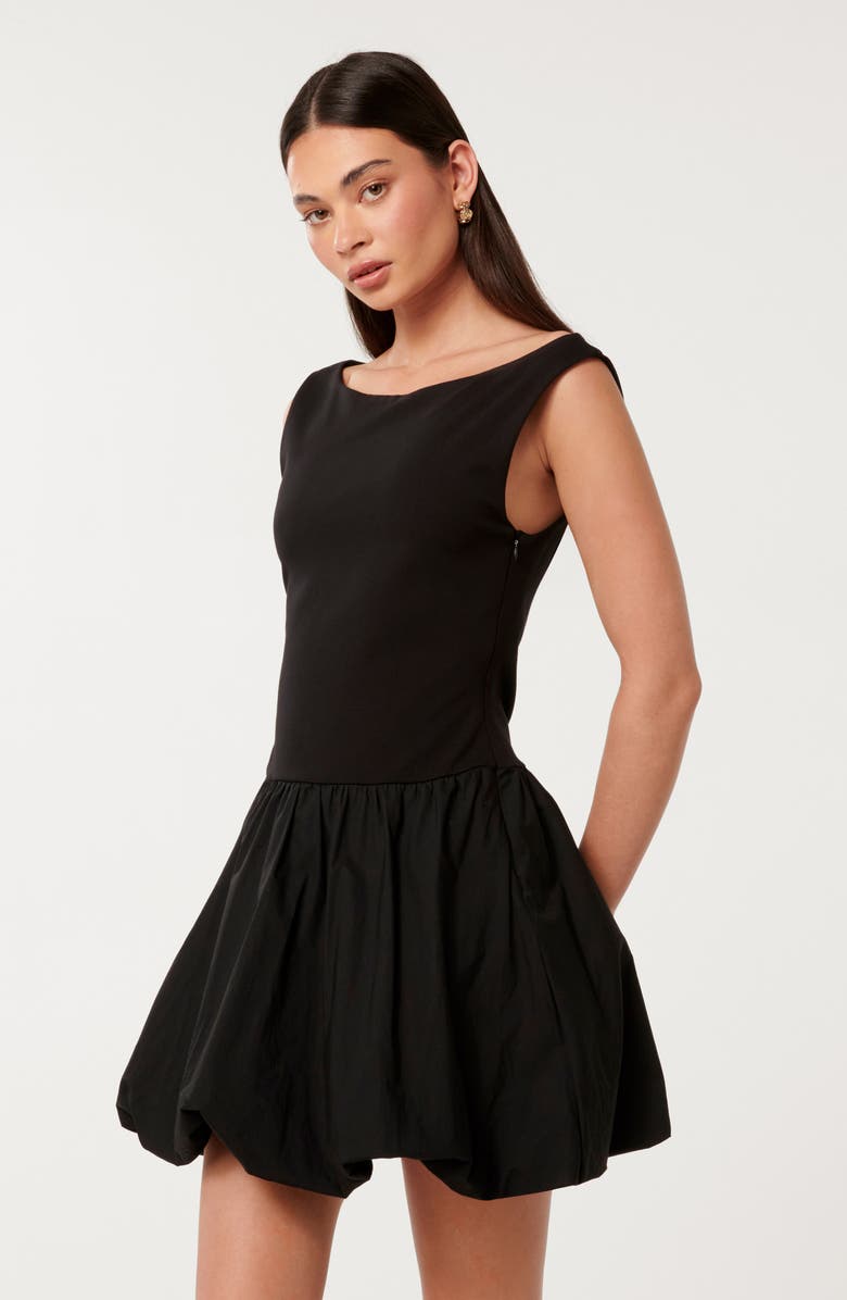 Ever New Jayla Bubble Hem Minidress, Alternate, color, Black