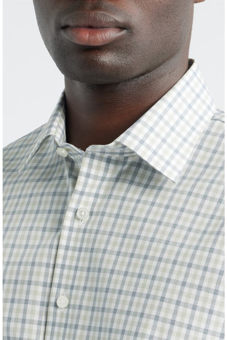 Traditional Fit Check Non-Iron Cotton Dress Shirt, Alternate, color, GREEN ODRANA GINGHAM