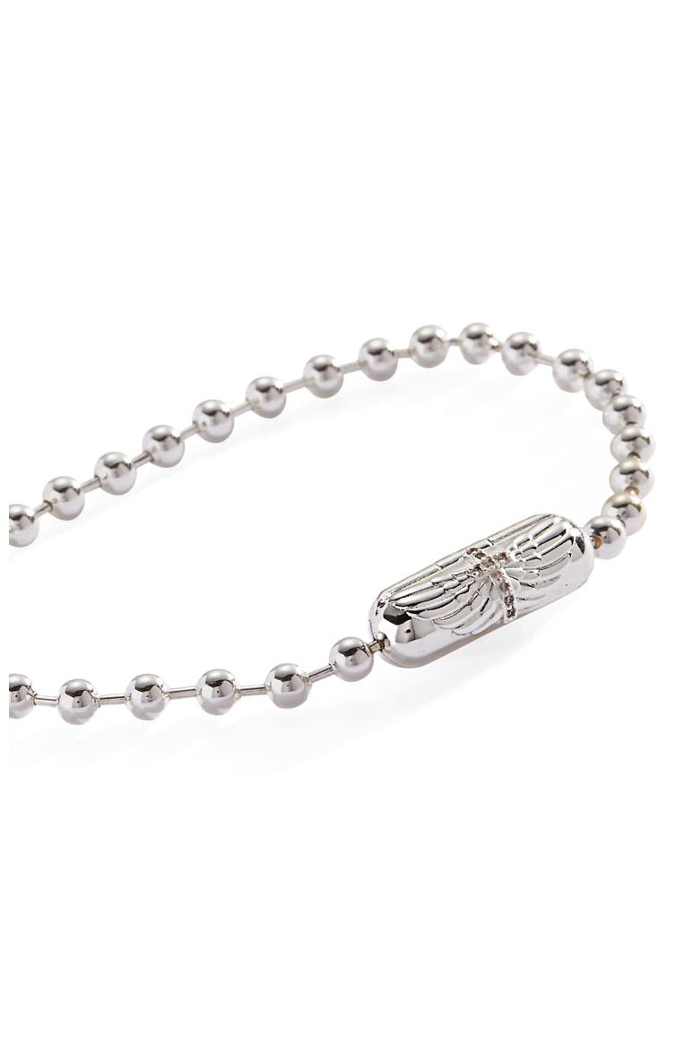 Ball Chain Barrel Closure Bracelet with  Wings, Alternate, color, Silver
