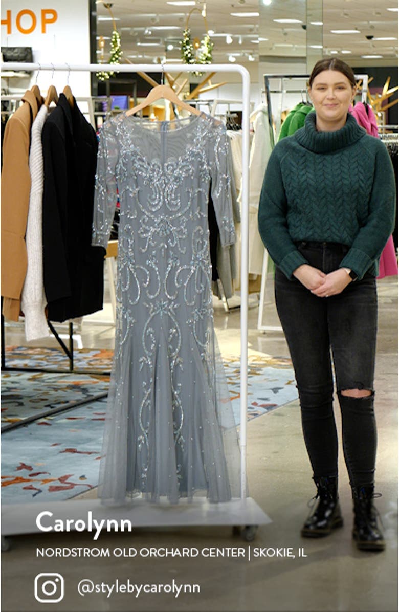 Beaded Illusion Neck Gown