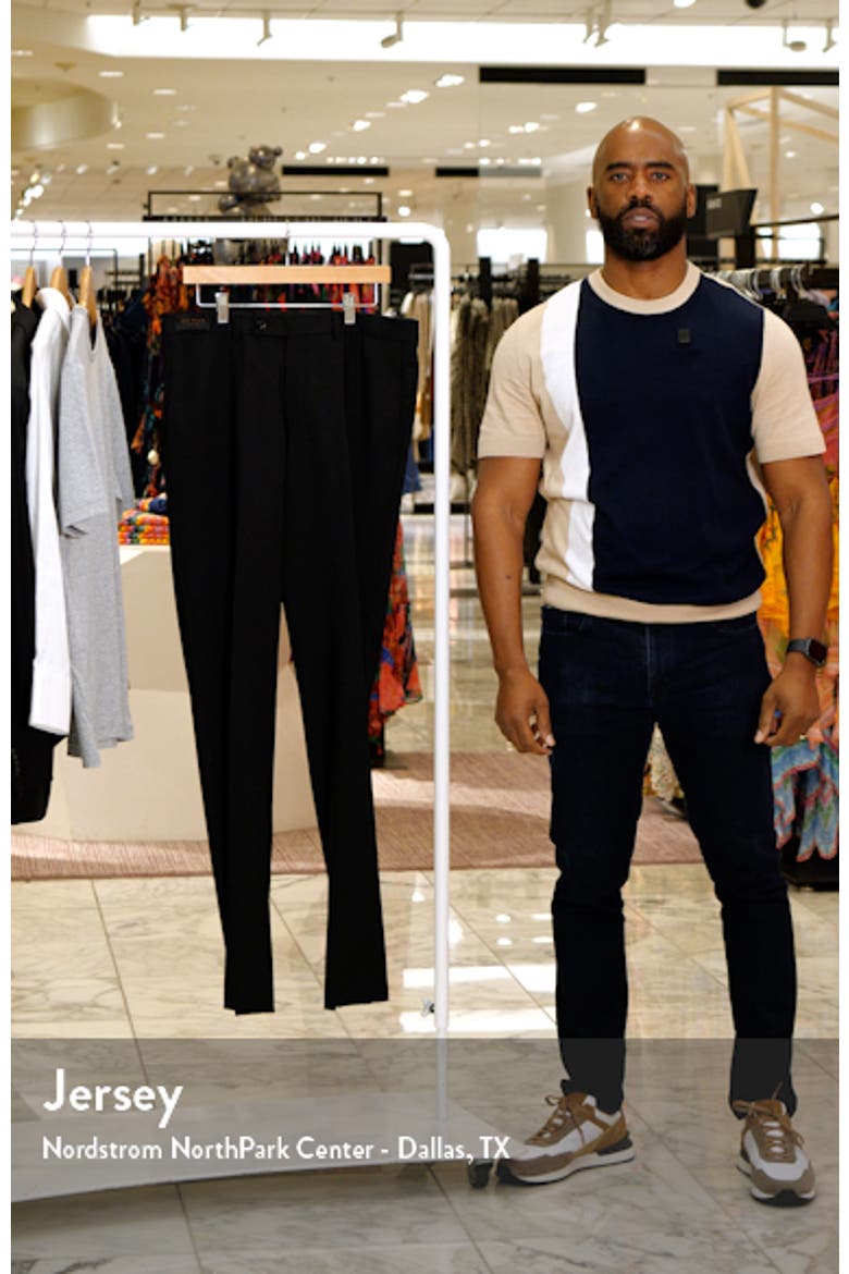 Jefferson Trim Fit Flat Front Wool Dress Pants video