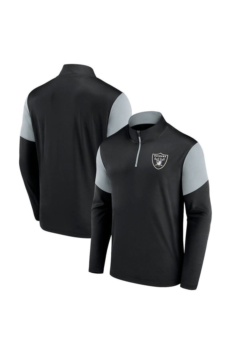 FANATICS Men's Fanatics Branded Black/Silver Las Vegas Raiders Primary Logo Quarter-Zip Jacket, Main, color, 