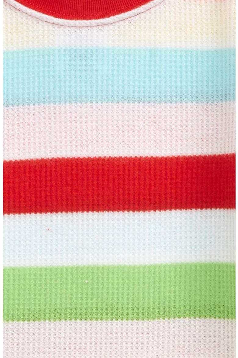 Kids' Fam Jam Stripe Fitted Two-Piece Thermal Pajamas, Alternate, color, White- Red C Multi Stripe