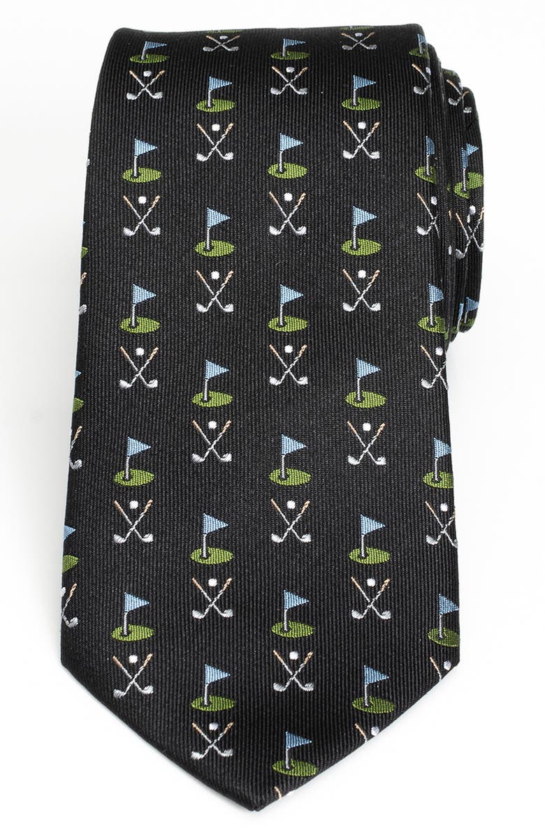 Cufflinks, Inc. Golf Course Silk Tie, Main, color, Black
