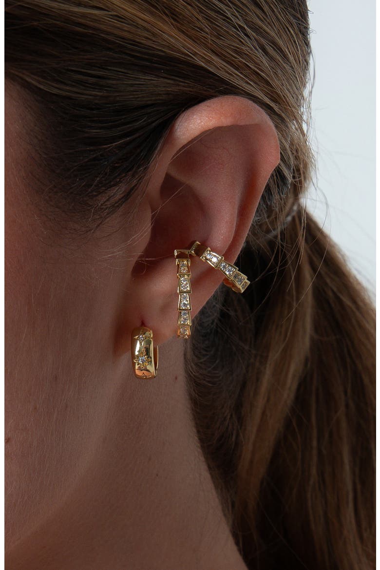 Cubic Zirconia Double Ear Cuff, Alternate, color, GOLD