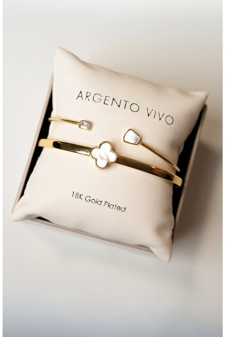 Mother-of-Pearl Set of 2 Bracelets, Alternate, color, GOLD
