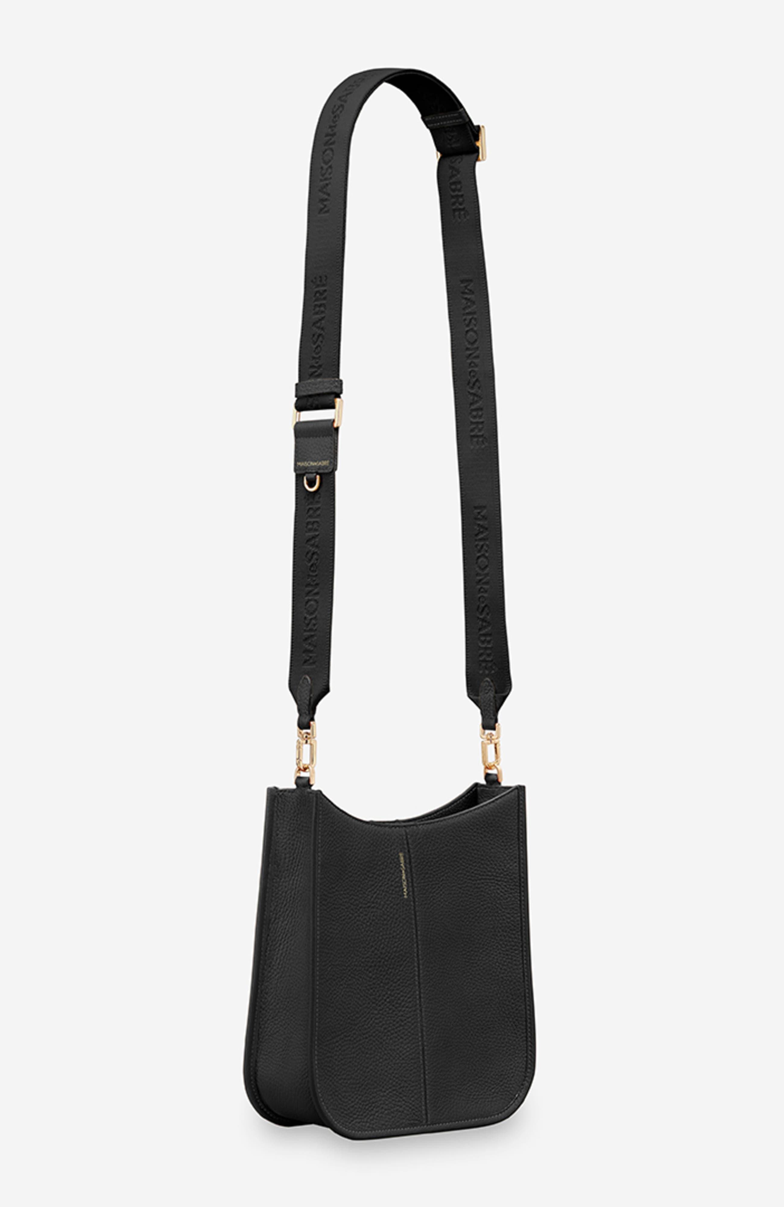 MAISON de SABRÉ Leather Saddle Bag, Alternate, color, Black Caviar