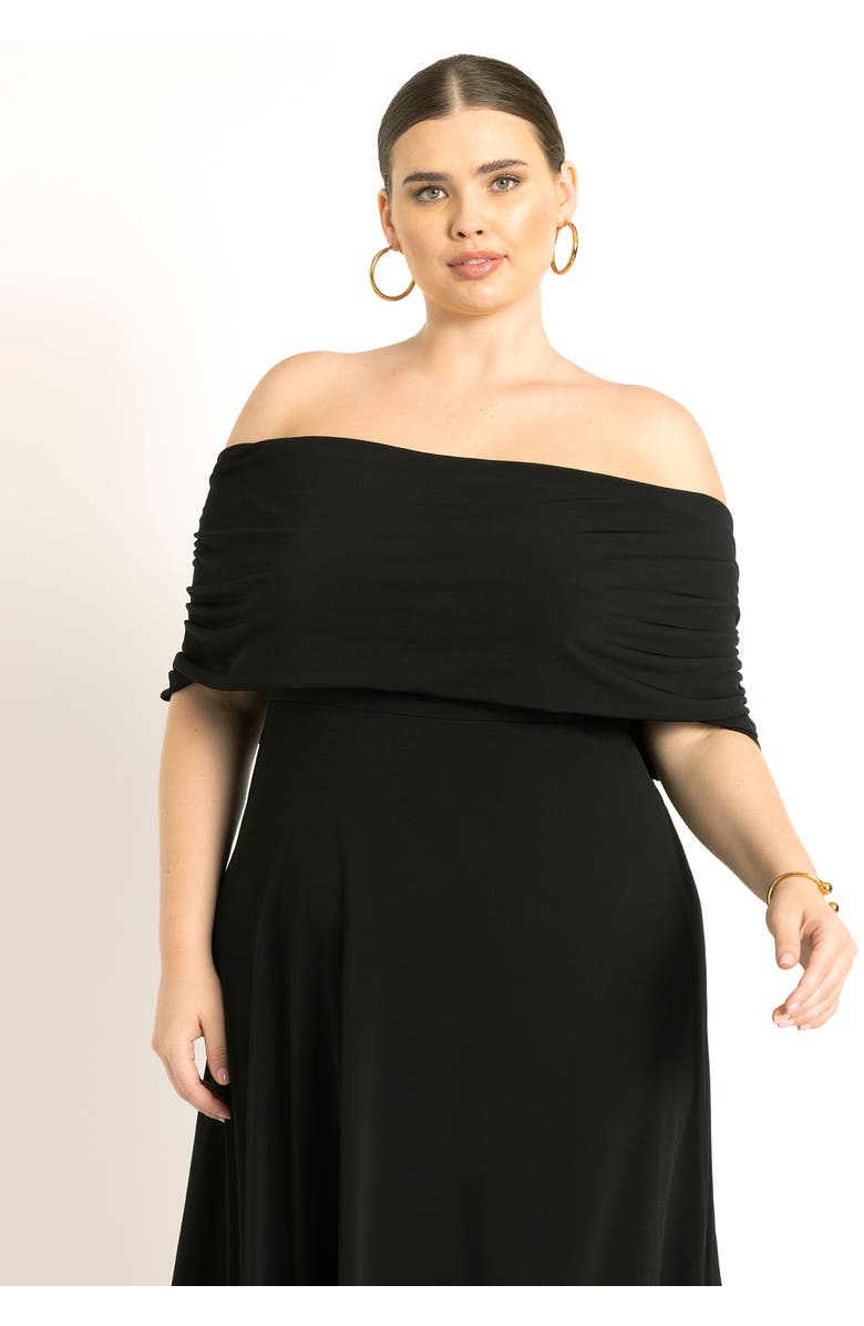 ELOQUII Off The Shoulder Maxi Dress, Alternate, color, Black Onyx