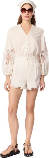 Embroidered floral shorts