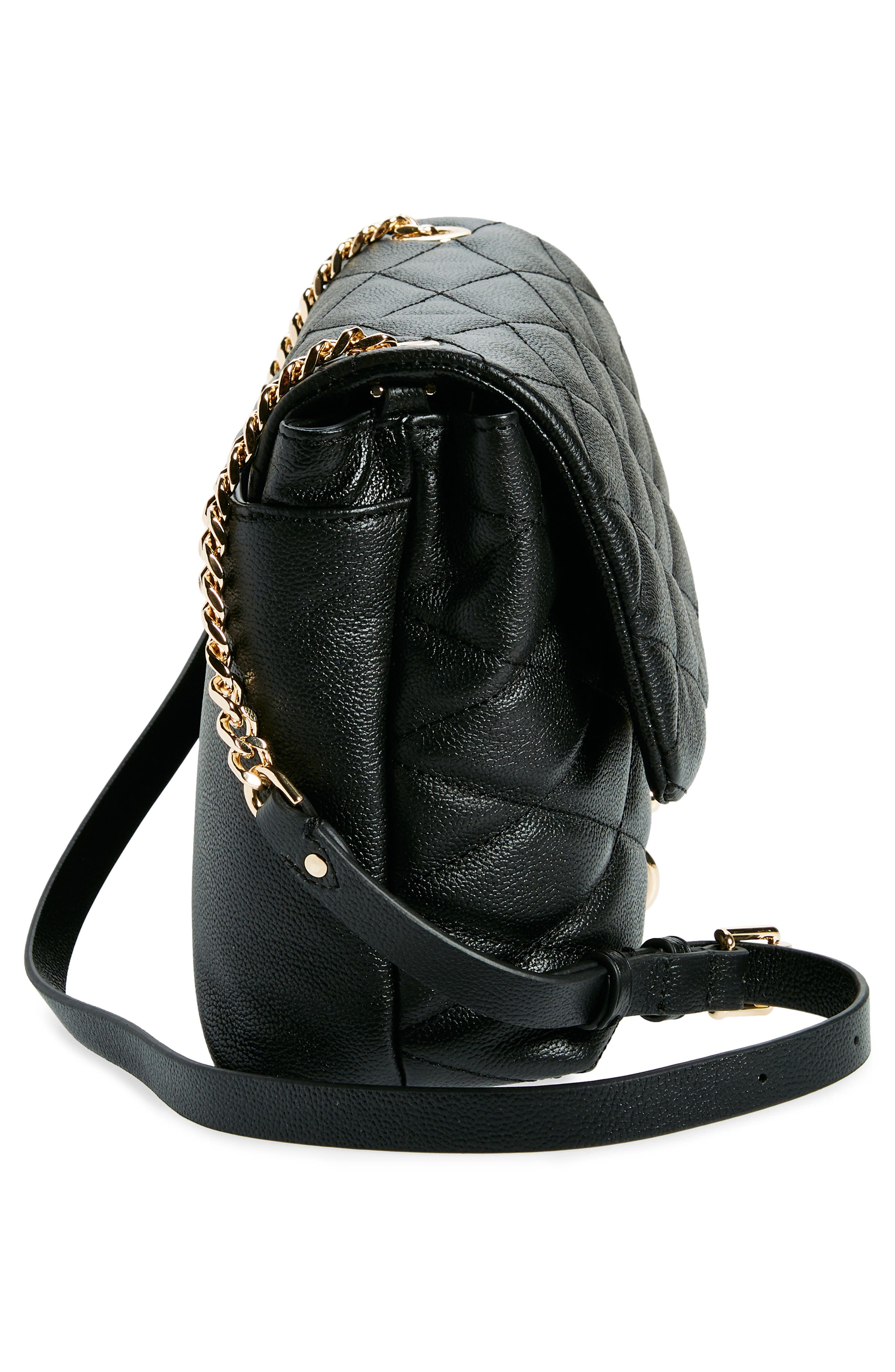Rebecca Minkoff Edie Quilted Leather Convertible Shoulder Bag, Alternate, color, Black