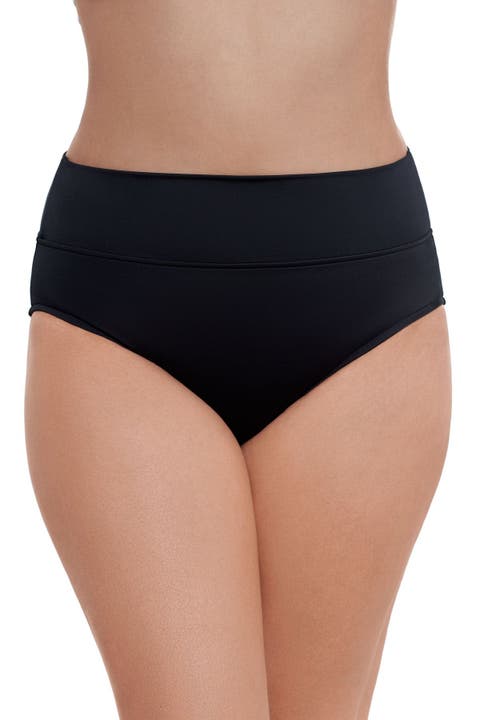 Wide Waistband Yoke-Top Control Swim Brief