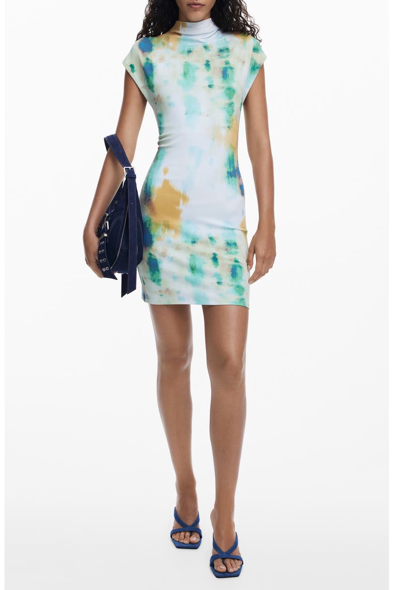 Mock Neck Dress, Main, color, BEIGE