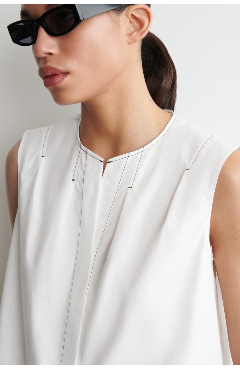 COS Pleated Sleeveless Top, Alternate, color, White