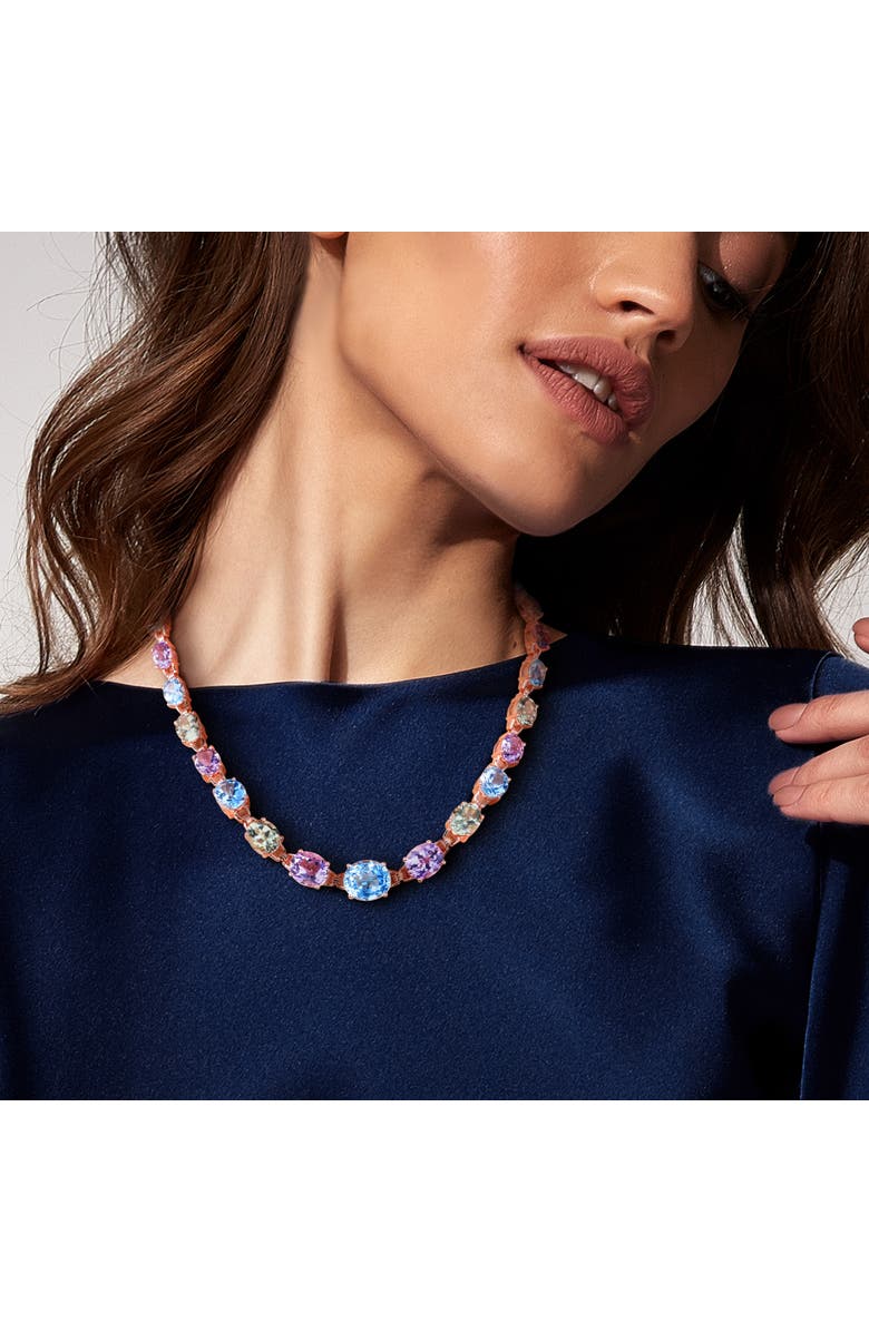 Julianna B. Gemstone Link Necklace Rose-Plated Silver, Alternate, color, 