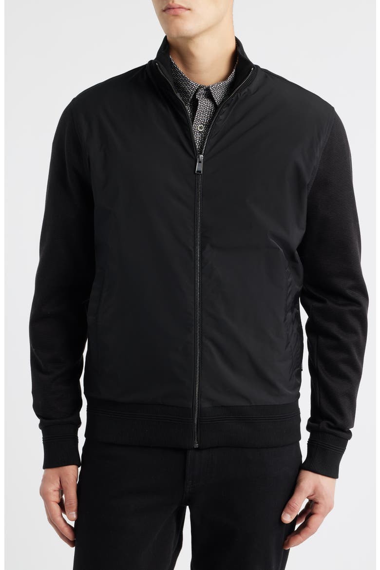 Shepherd Mixed Media Full Zip Sweatshirt, Alternate, color, BLACK