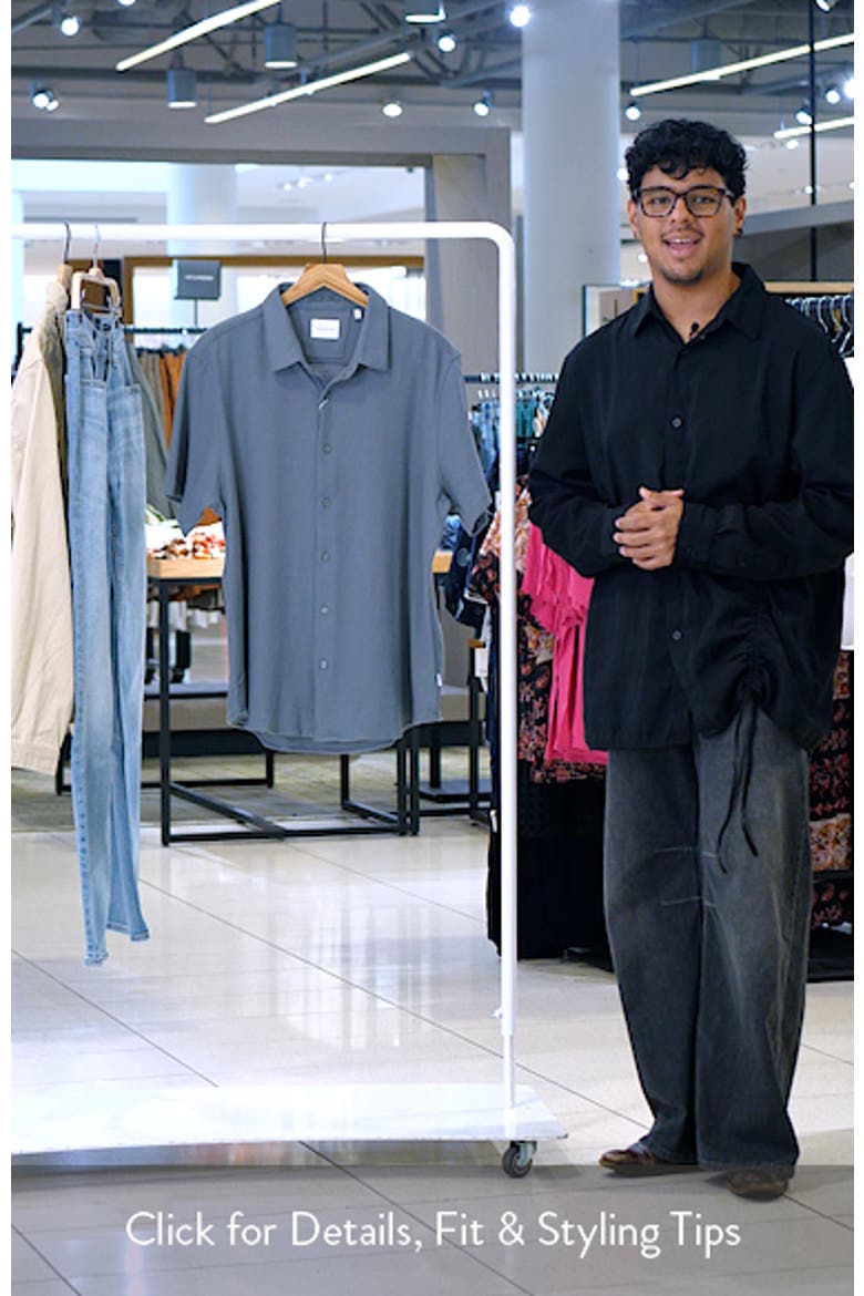 The Rowan Solid Short Sleeve Textured Cotton Blend Button-Up Shirt video