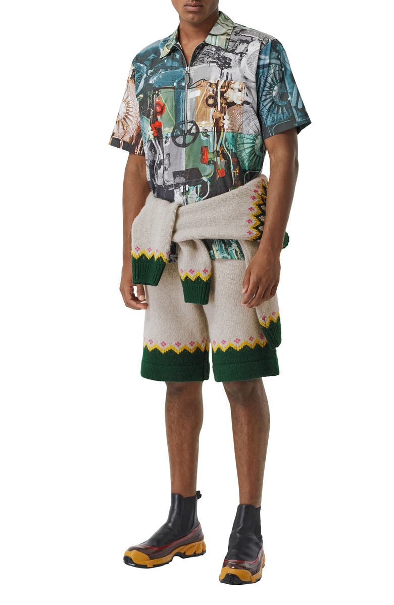 Burberry Hydeshirt Half Zip Popover Shirt, Alternate, color, 