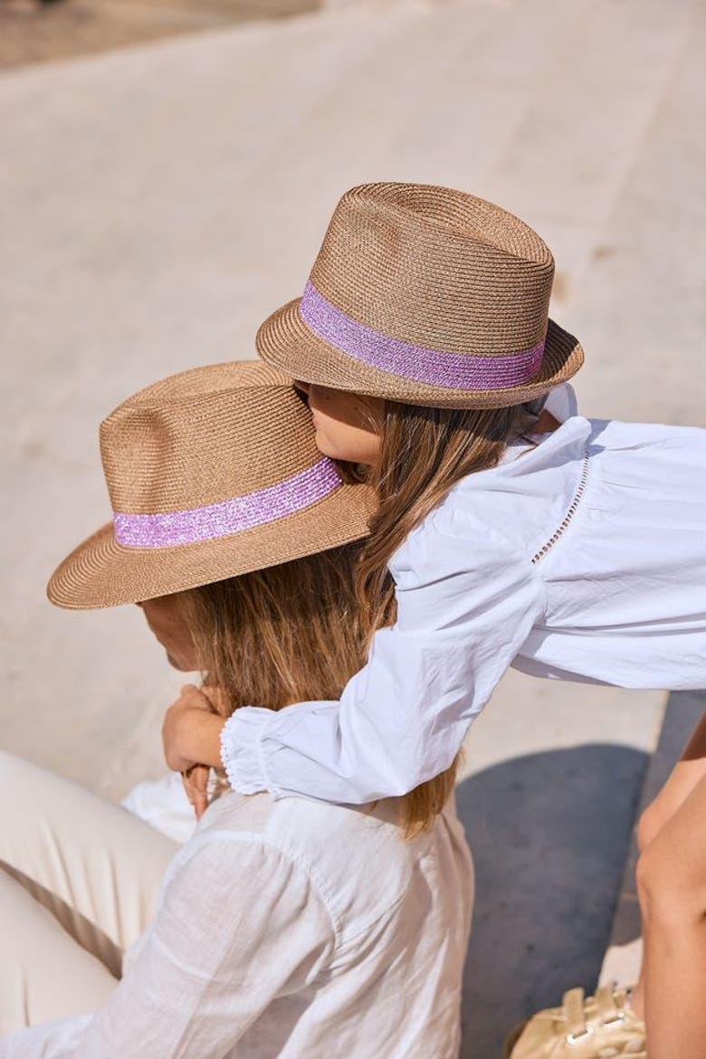 PORTOFINO Straw Hat Pink Lurex, Alternate, color, PINK LUREX