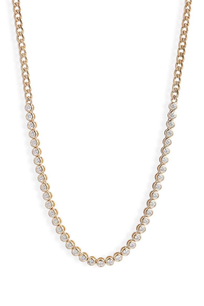 Bezel Set Diamond Tennis Necklace, Main, color, 14K YELLOW GOLD