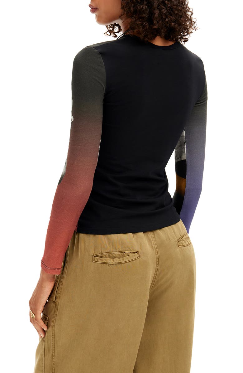 Desigual Martina Long Sleeve Graphic T-Shirt, Alternate, color, Black