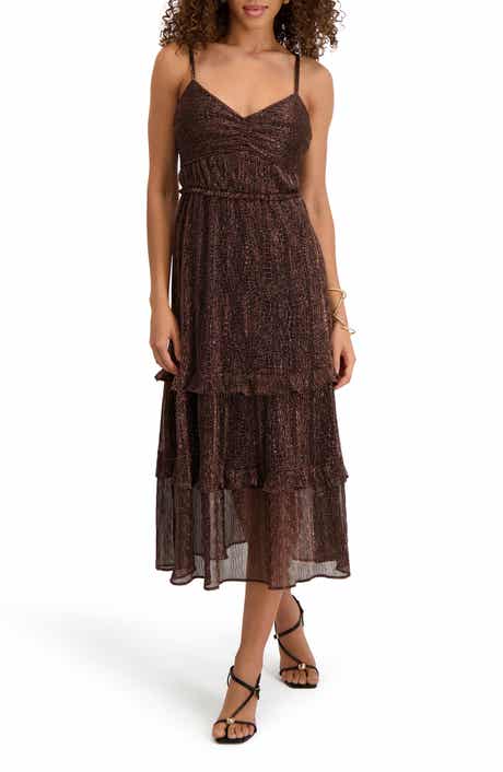Kensie Shimmer Tiered Midi Dress